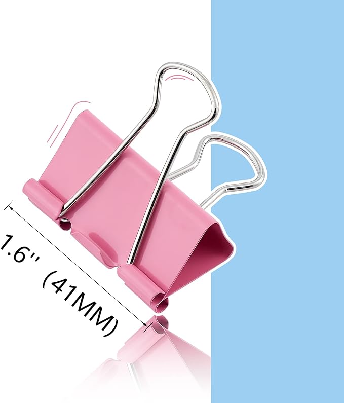Binder Clips 24 PCS,1.6 in. Clips Office Supplies, Metal Clips, Binder Clip, Paper Clamps, Office Clips, Paper Binder Clips FXJHUDH