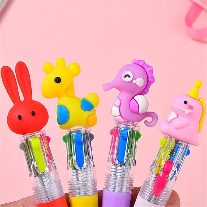 4-in-1 Kawaii Multicolor Pens for Kids | 60 Pack Bulk Mini Ballpoint Pens, Birthday Party Favors Classroom Prizes & Student Gift Supplies (Assorted Styles)