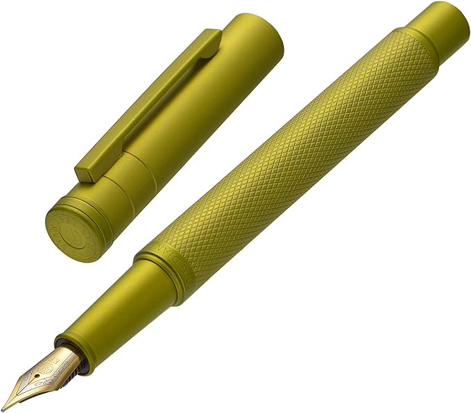 Asvine Mustard Yellow Forest Fountain Pen Fine Nib, Classic Design with Converter and Metal Pen Case, The Light of Hope Serise