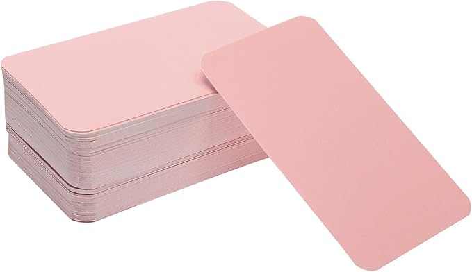 Penta Angel 100 Pcs Mini Paper Blank Gift Notes Cards DIY Craft Small Word Business Message Cards (Pink)