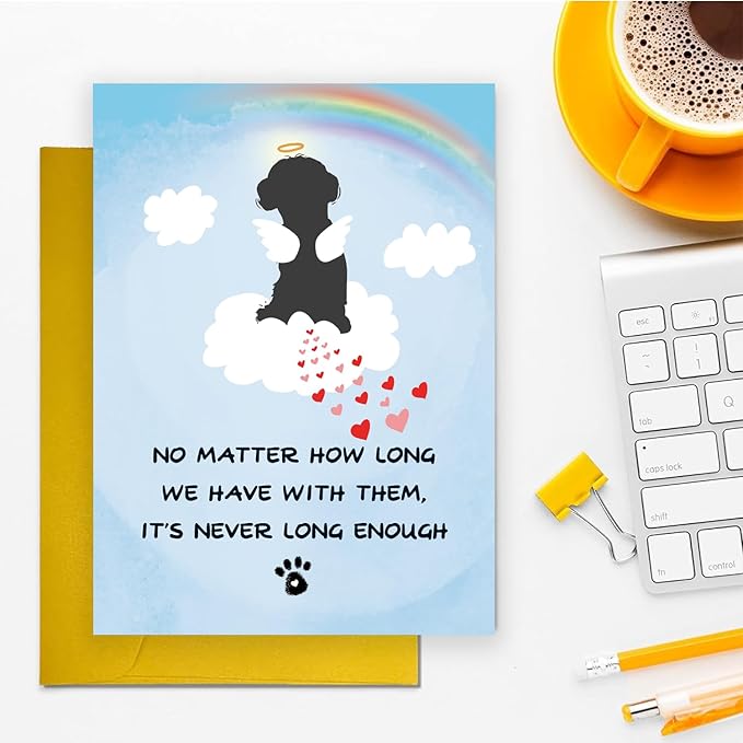 Dog Loss Sympathy Card, Cute Pet Dog Loss Card with Rainbow Bridge, Dog Condolence Card for Dog Owner Lover, Doggy Bereavement ard for Family Friends Dog Lover, Dog Sympathy Card, Pet Loss Card