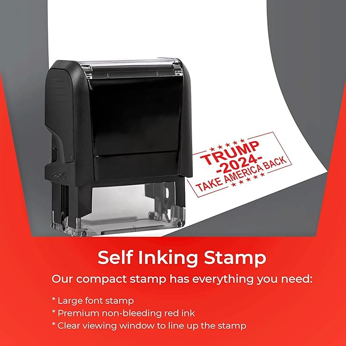 Trump 2024 Sticker - American Political Rubber Stamp with Ink Pads for Rubber Stamps- Rubber Stamps Custom, Rubber Stamps, Red Ink - Patriotic Trump Imprint