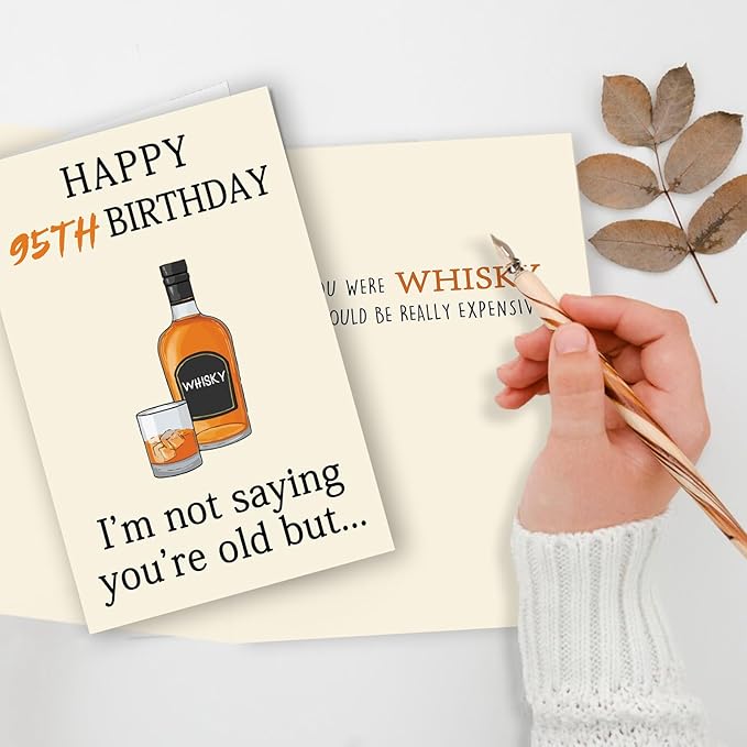 Funny Whiskey 95th Birthday Card, 95th Birthday Gifts for Men Women, Unique 95th Birthday Decorations for Husband Wife, Best 95 Year Old Birthday Card Gifts for Grandpa Grandma