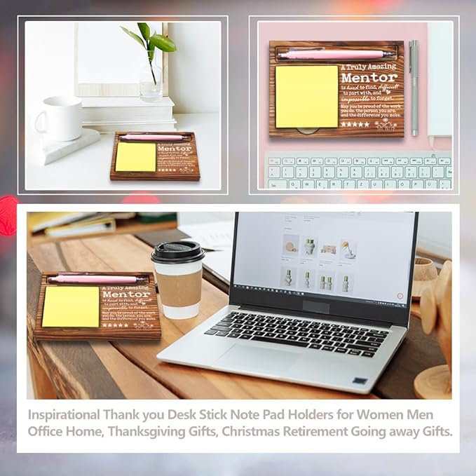 Thank You Appreciation Gifts for Mentor, Mentor Gifts for Women Men, Going Away Gift Retirement Gift for Mentor, Best Mentor Gifts for Mentor Counselor Self-Stick Note Pad Holders-DW49