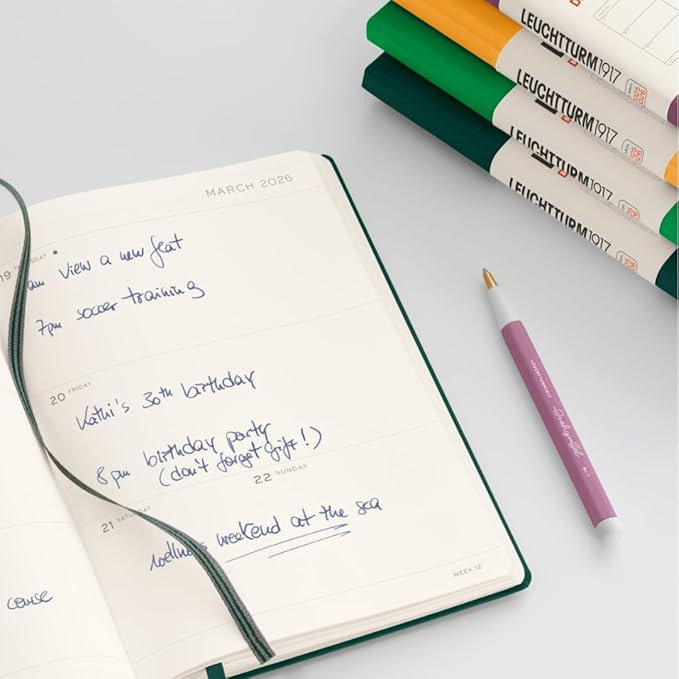 LEUCHTTURM1917 - Weekly Planner Hardcover Medium (A5), 18-month, Jul. 2025 - Dec. 2026, English, Black