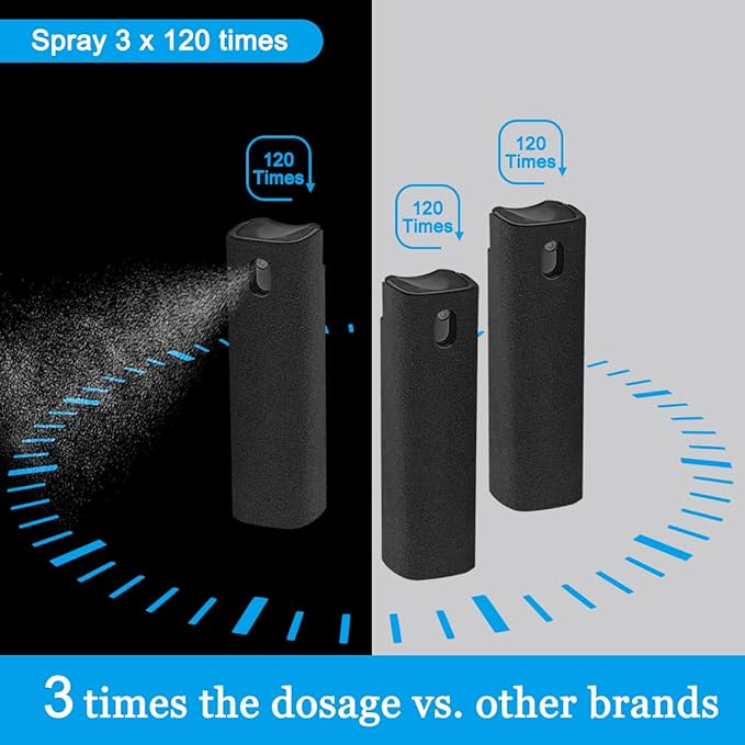 walrfid 3 Pack Screen Cleaner, Car Screen Cleaner Spray and Wipe, Computer Laptop Cleaning Kit for Electronic iPad, iPhone, Cellphone, Monitor, MacBook, Car Display, Tablet, TV Flat Screens, Black