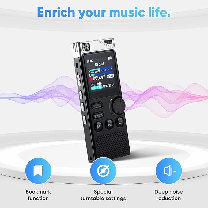 264GB Digital Voice Recorder,Professional Voice Activated Recorder for Lectures Meetings,18000 Hours voice recorder with playback,recording device, MP3 Player, Password Protection,audio recorder,Black