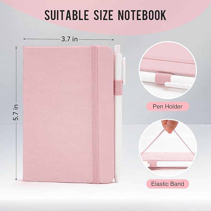 Pocket Small Notebook Journals, 16 Pack (Rose Pink) Mini Notebook 3.7x5.7 Journaling Notebooks for Women Men, Hardcover Lined Note Pads with Pens for Work, Business, Travel Journal, Office Supplies