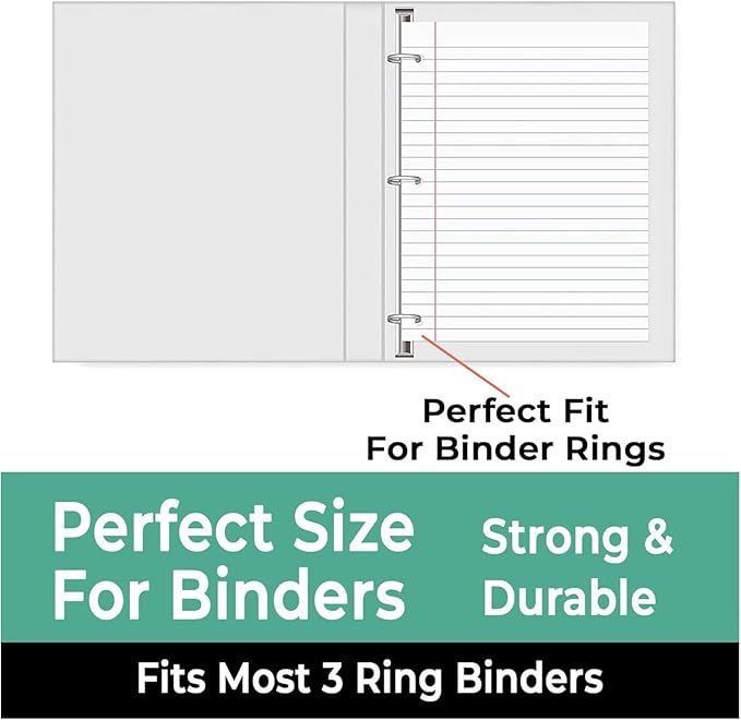 Bulk 3600 Sheets Loose Leaf Binder Filler Paper, Wide Ruled, Bulk Notebook Paper, 8 x 10.5", Loose Leaf Sheets, 3 Hole Punched, 24 Pack, 150 Sheets/Pack, Filler Papers, White