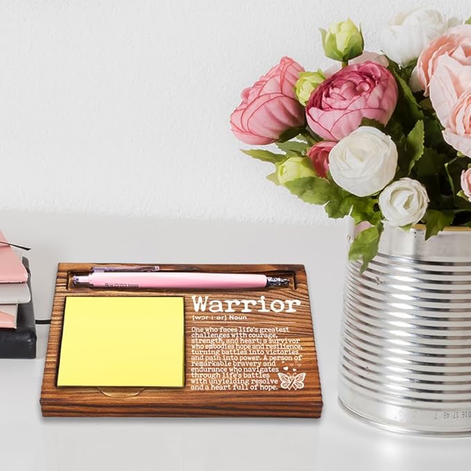 Gift for Cancer Warrior, Cancer Support Encouragement Gifts Her, Gift for Cancer Patient, Breast Cancer Gifts for Her, Warrior Gift for Cancer Survivors Self-Stick Note Pad Holders-DW36