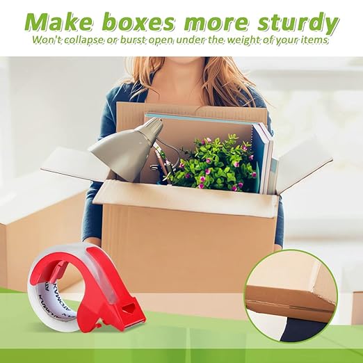 KAMOTA Packing Tape, 24 Rolls Heavy Duty Clear Packaging Tape for Shipping Packaging Moving Sealing, 1.88 inches Wide, 65 Yards Per Roll, Total 1560 Yards with 4 Dispensers