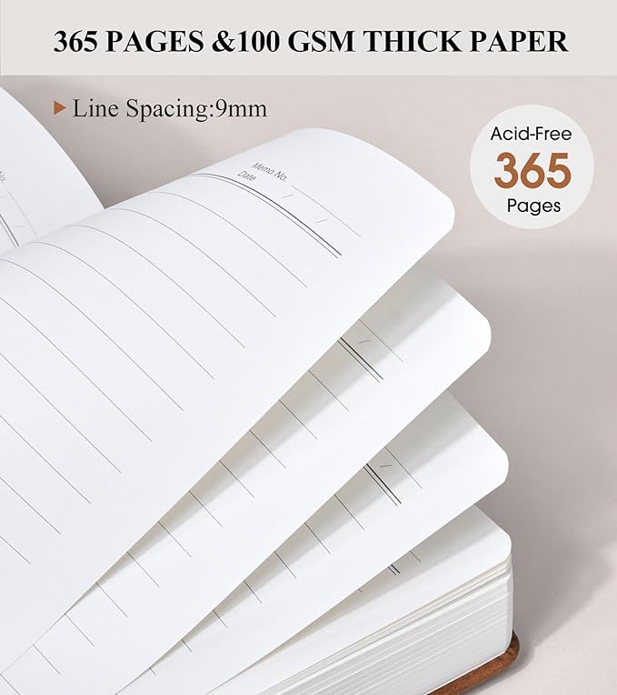 365 Page Thick Lined Journal Notebook for Men Women, A4 Large Leather Journals for Writing, Hardcover Notebooks for Work, School, Note Taking, Business, Travel Diary, College Ruled 8.5" x 11"