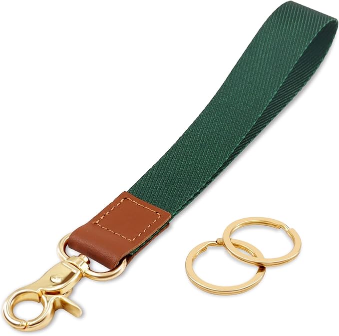 Wrist Lanyard for Women and Men, Keychain Lanyard for Keys, Wrist Keychain Strap Lanyard for Car Keys ID Badge Wallet Card Holder(Dark Green)