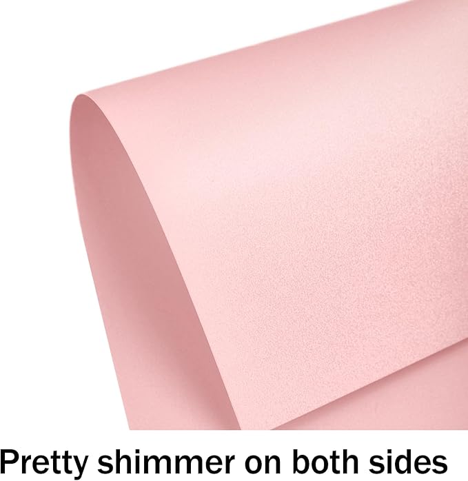 24 Sheets Pink Shimmer Cardstock 8.5 x 11 Iridescent Paper, Goefun 80lb Card Stock Printer Paper for Invitations, Valentines Day, Crafts, DIY Cards