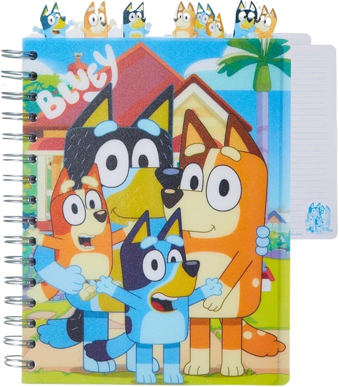 Innovative Designs Bluey Tab Journal Notebook, Spiral Bound, 144 Lined Pages, 8 x 7 inches, Blue