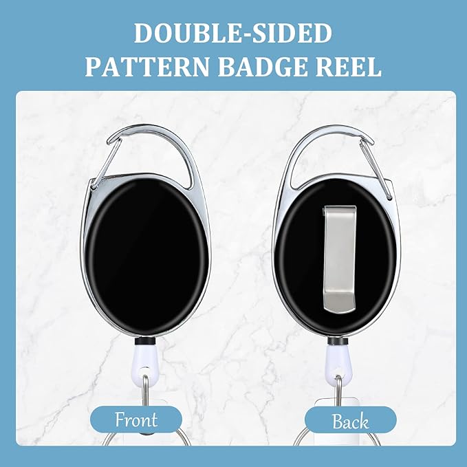 3 Pack Badge Reels - Double Sided Color Print Pattern Retractable Badge Holders with Retractable Keychain and Badge Clip, Durable Nylon Rope