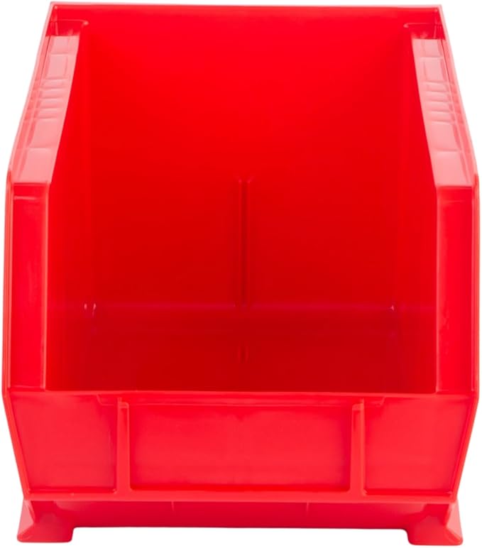 Hudson Exchange 15" x 8" x 7" (6 Pack) Plastic Stackable Storage Bin and Hanging Container, Red