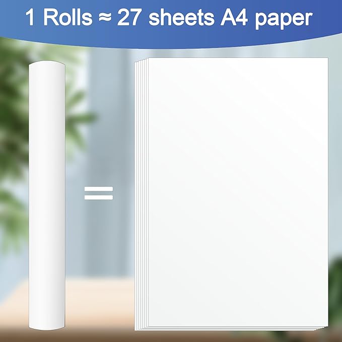 Potanro Thermal Printer Paper A4 Printing Paper Quick-dry Thermal Paper 8.3''x23'' Thermal for Portable Printer(6 Rolls)
