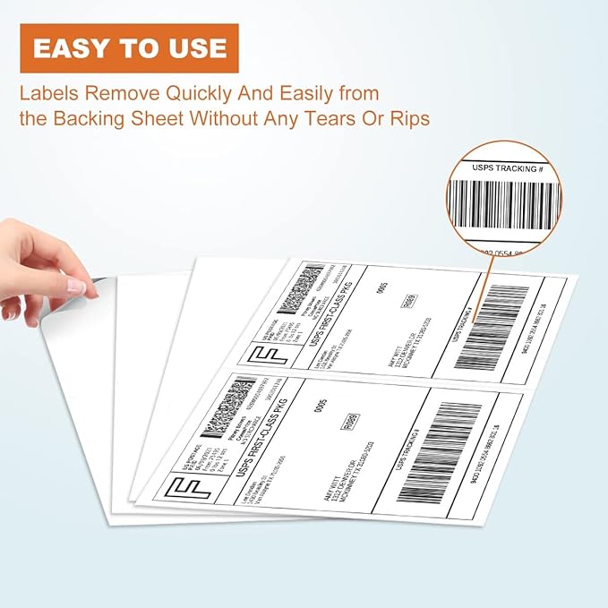 Half Sheet Laser/Ink Jet Shipping Labels UPS FedEx Address Labels (2000 Sheets, 4000 Labels)