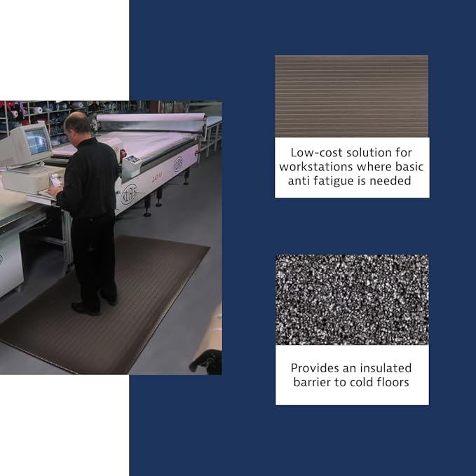 Notrax 410 Airug® 3' x 5' x 3/8" Anti Fatigue Mat, Enhanced Slip Resistance with Beveled Edges and Ribbed Surface, Ideal for Industrial and Commercial Workplaces, Black, 410S0335BL