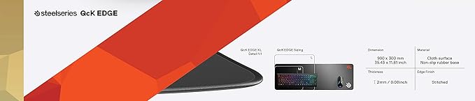 SteelSeries QcK Gaming Mouse Pad - XL Stitched Edge Cloth - Extra Durable - Sized to Cover Desks