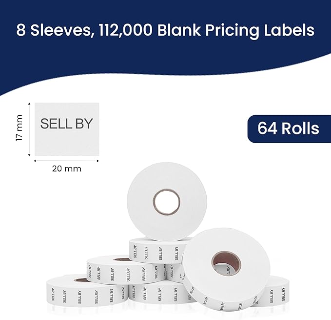 Perco Sell by Labels for Monarch 1136 Price Gun – Case of 8 Sleeves, 112,000 Marking Labels Value Pack