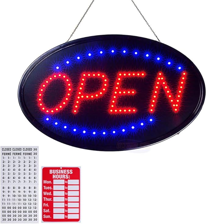 KEBE Open Signs for Business(19"x10"), Ultra Bright LED Open Sign High Visibility Advertisement Board Electric Display Sign for Bar Hotel Shop Window Glass Door