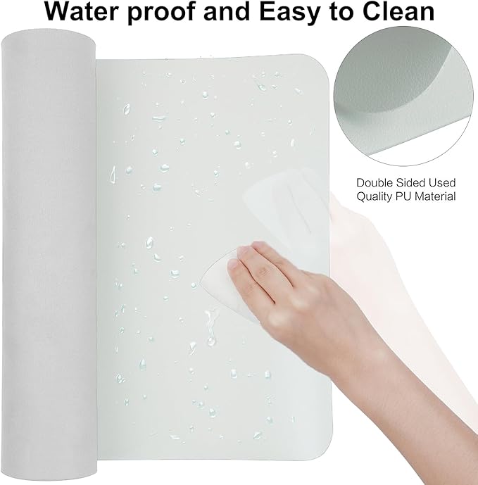 ‎Boutilon Leather Mouse Pad,Extended Desk Pad for Keyboard and Mouse Non-Slip Study Desk Writing Pad Desktop Protector for Home Office Accessories,35"x 17"(L-White)