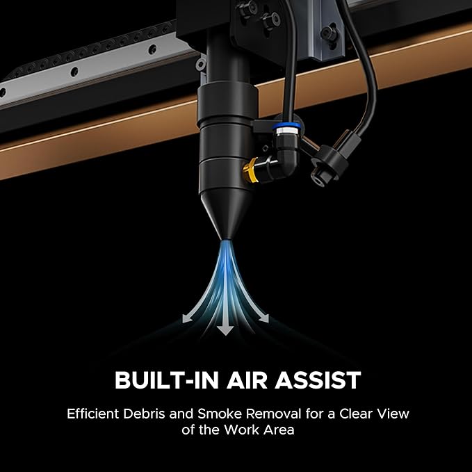 OMTech 90W CO2 Laser Engraver with LightBurn, 28"x20" Cutting & Engraving Machine with Air Assist, 4-Way Pass, Caster Wheels, RDWorks, for Wood, Glass, Acrylic & More