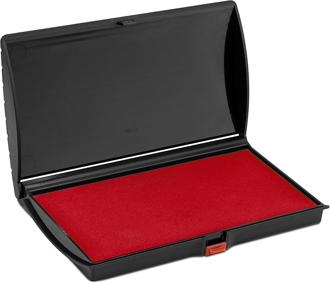 Large Premium Red Ink Stamp Pad - 3" by 6" - Quality Felt Pad - Case with Closing snap
