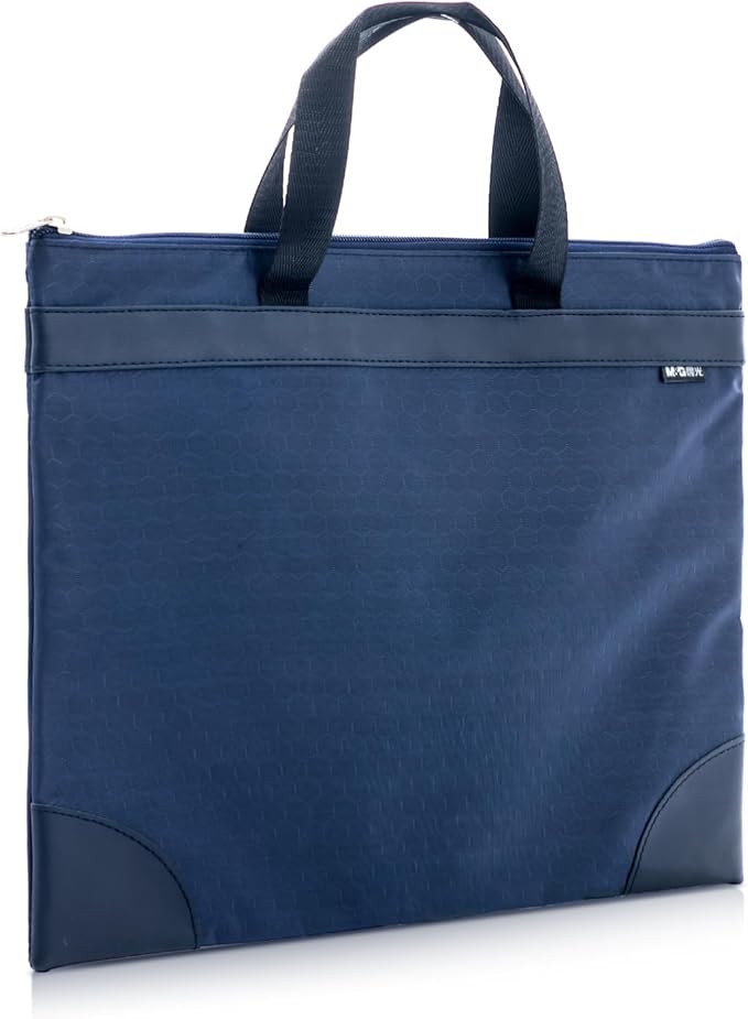 M&G 12x15 in Large Zipper Pouch with Handle, A4 Foldable Lightweight Pocket Waterproof Oxford Document Storage Bag, File Organizer for Office Travel Books Papers Filing Folder – 1 Pack (Blue)