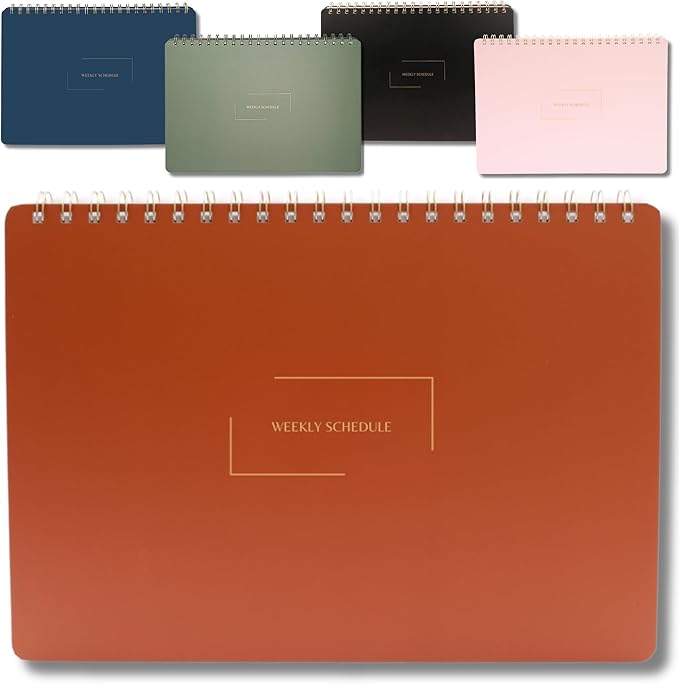 | Durable & Sleek | Undated Daily and Weekly Planner | 8.25" x 11.75" | To Do List Notebook for Work | Simple Design | Multiple Layouts | Planner and Notebook in One (Rust, Weekly Schedule - Landscape)