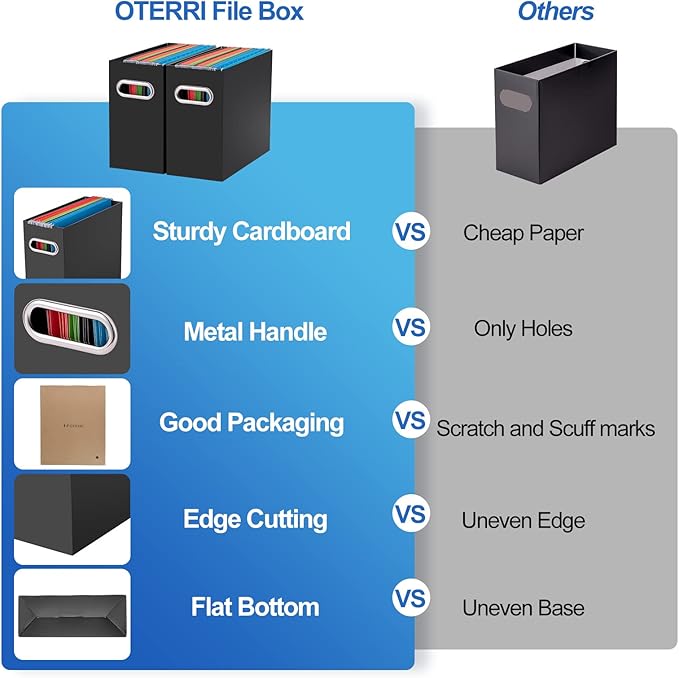 Oterri File Organizer, Small Storage Box, Cardboard File Folder Organizer, Collapsible File Box, Hanging File Organizer for Letter Size, Portable File Box, Only Box (Multi color,8 Packs)