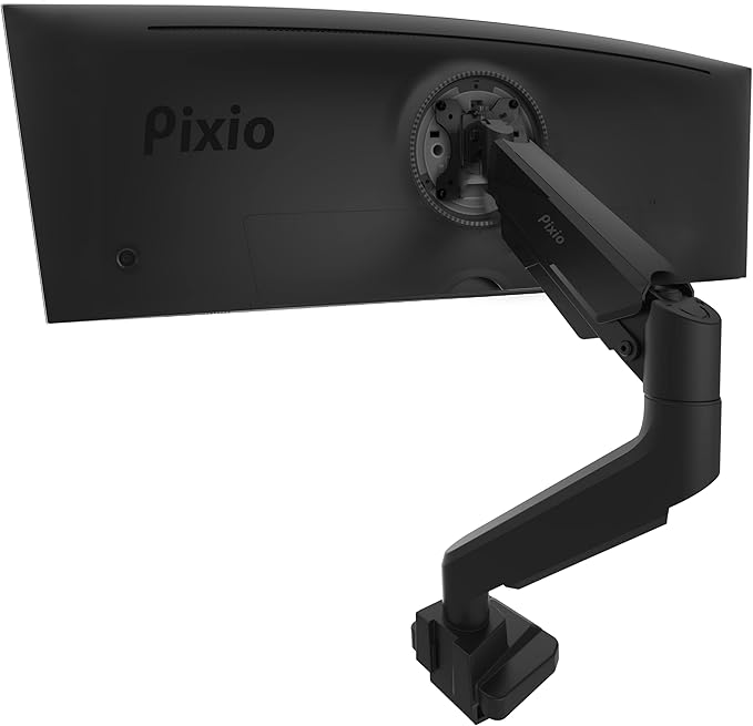 Pixio PS2S Ultrawide Heavy-Duty Premium Single Monitor Arm Stand Desk Mount - Fits up to 49 inches Monitors, Weights up to 39lbs Flat / 31lbs Curved, Compatible with VESA 75x75mm 100x100mm