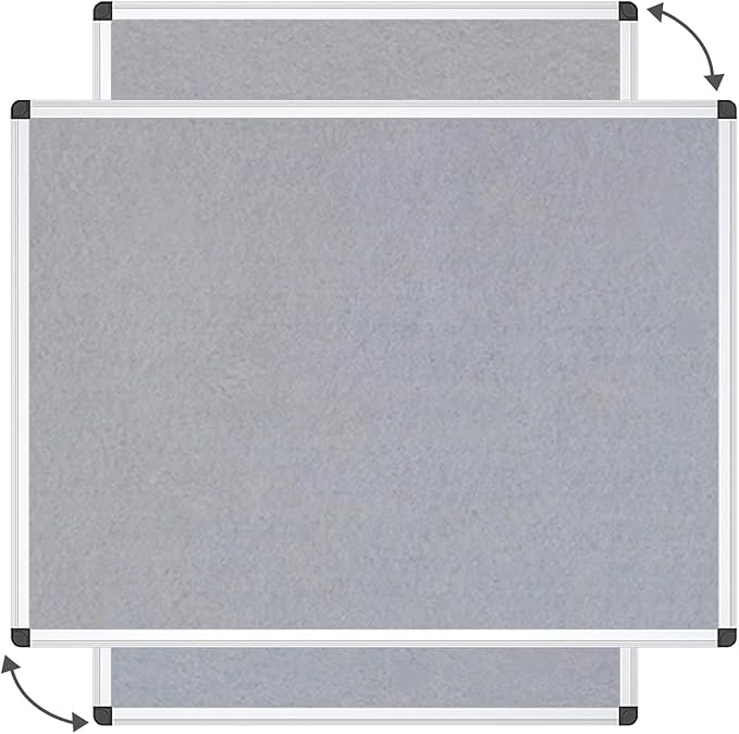 VIZ-PRO Notice Board Felt Gray, 48 X 36 Inches, Silver Aluminium Frame