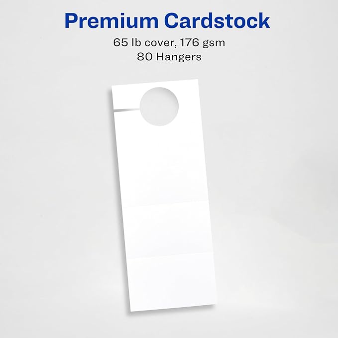 Avery Printable Door Hangers with Tear-Away Cards, 4.25" x 11", Matte White, 80 Blank Door Hangers for Laser and Inkjet Printers (16150)