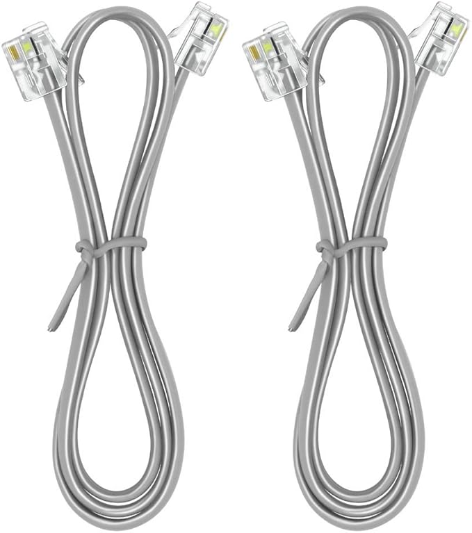 NECABLES 2Pack Phone Cord 3ft Telephone Cord Phone Cable RJ11 6P4C Male to Male for Landline Phone and Fax - 3 Feet
