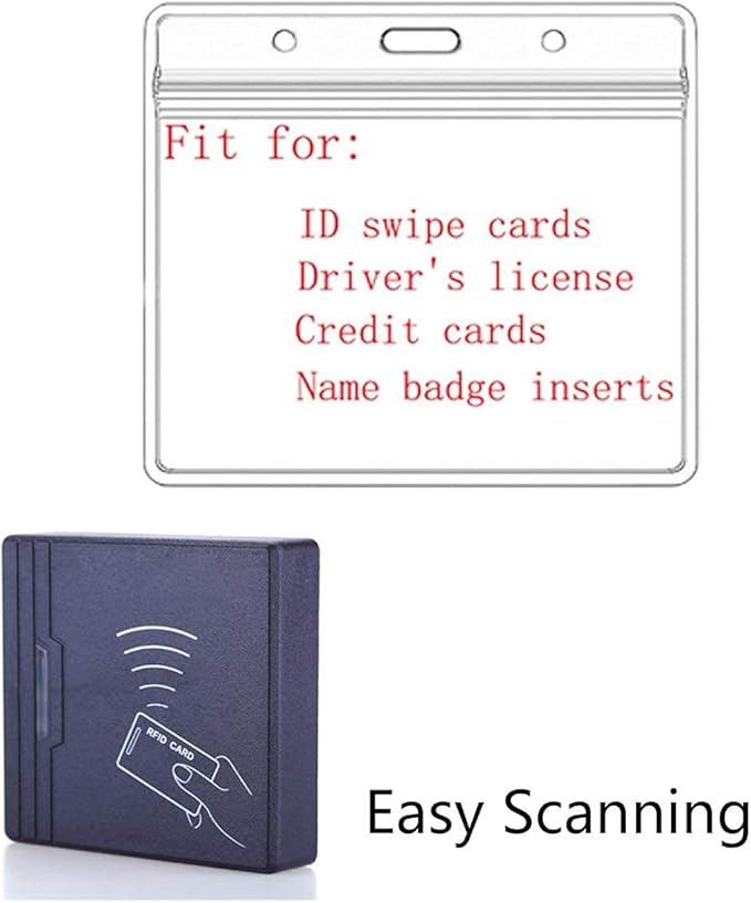 Extra Thick Horizontal ID Card Name Tag Badge Holder with Waterproof Type Resealable Zip (Holders, 6Packs)