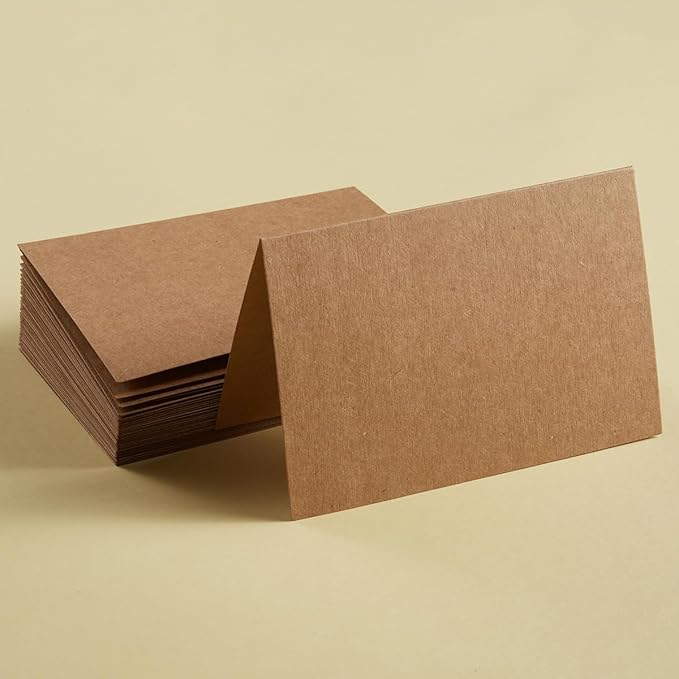 50 Pack Blank Cards Folded Cardstock Thank You Blank Greeting Cards for Invitations, Wedding, Greeting Cards, All Occasion DIY (Brown, 4x6)