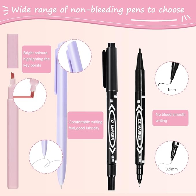 47 Pcs Bible Study Supplies,Bible Journaling Kit for Women, Morandi Bible Study Kit with Pastel Bible Highlighters and Tabs,Bible Pens,Sticky Notes,Bible Annotation Kit