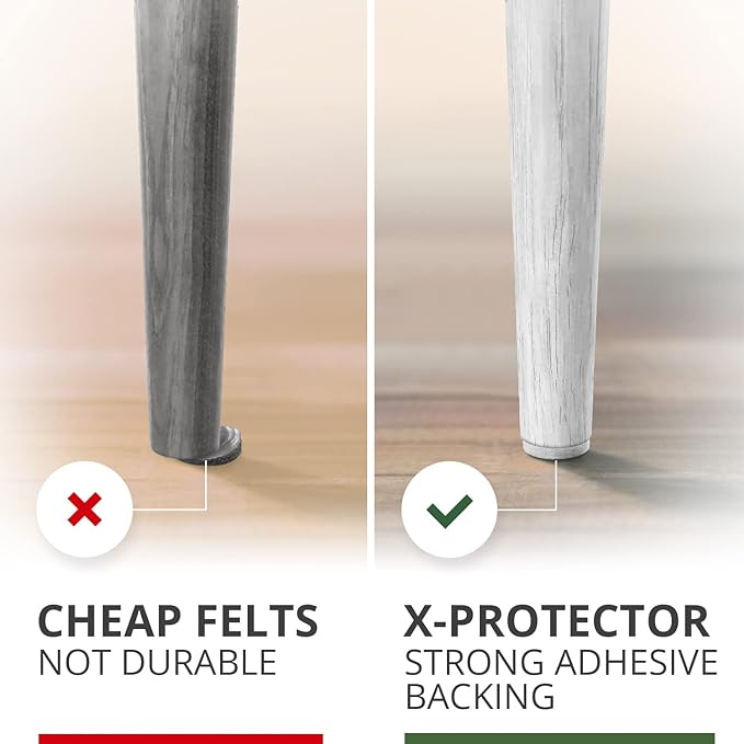 Felt Furniture Pads X-PROTECTOR - 48 Premium Felt Pads Floor Protector - Chair Felts Pads for Furniture Feet Wood Floors - Best Furniture Pads for Hardwood Floors - Protect Your Hard Floors! (White)
