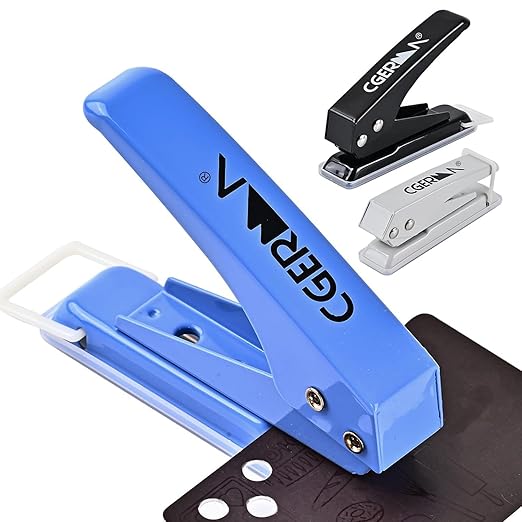 Single Hole Puncher, 3 Pack ，1/4" Hole, 50% Labor Savings, Heavy Duty Metal Punch, 15 Sheet Capacity, for ID Cards, Chipboard, Art Project, Crafts Easy Punching