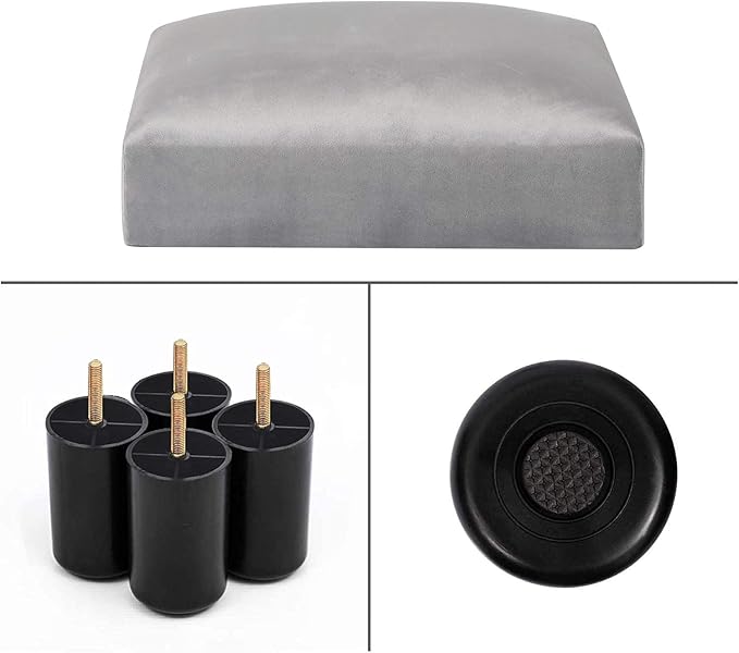 Joveco 15'' Small Foot Rest Stool Ottoman- Upholstered Footstool and Ottomans Small Footrest for High Beds- Lightweight and Portable, Light Gray