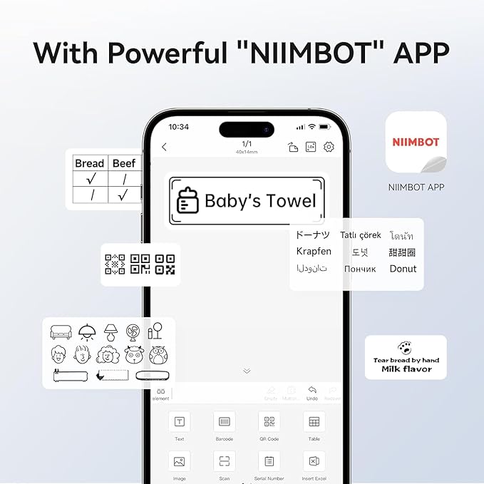 NIIMBOT B1 Label Maker, Bluetooth Portable Thermal Printer Machine with Large Waterproof Tape and Multiple Templates for Small Business,Office,Home,School, 2 Inch (Blue, 1 Printer+3 Roll Label)