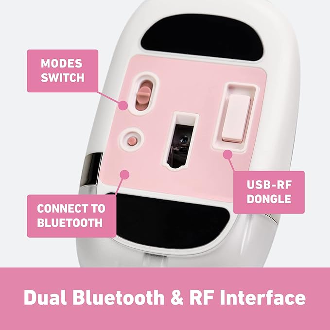 Azio IZO Wireless Optical Mouse - Bluetooth 3.0 & 5.0/2.4G RF-USB, Ambidextrous Design, PixArt PAW3212 Sensor, 1000/1600/2400 DPI, Rechargeable, PC & Mac