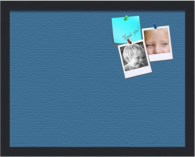 PinPix 18x14 Inch Cork Bulletin Board. This Decorative Framed Pin Board Comes with Navy Pastel Design and a Satin Black Frame. Ideal for Home Office Decor or Message Board (PinPix-1811)
