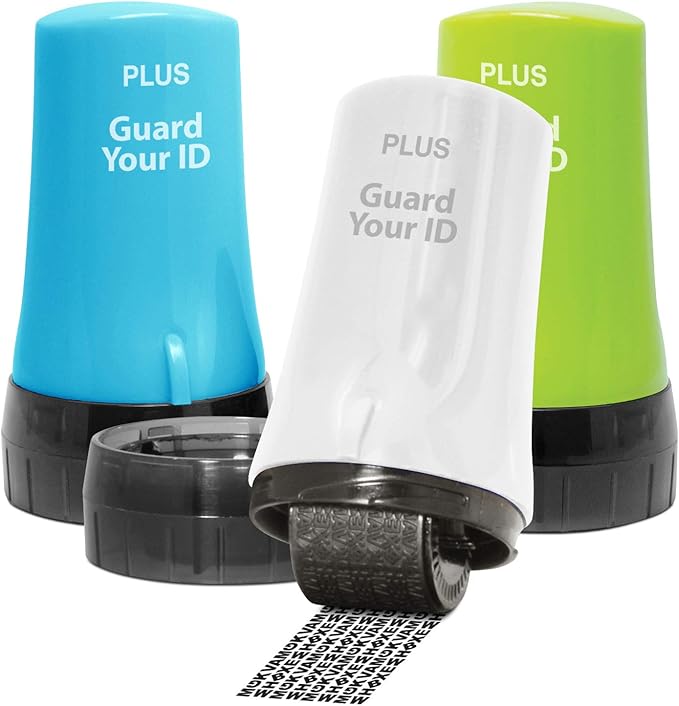 Guard Your ID Advanced 2.0 Roller 3-Pack for Identity Theft Protection, Confidential Security Stamp Mixed Color Kit (Turquoise, Green, White)