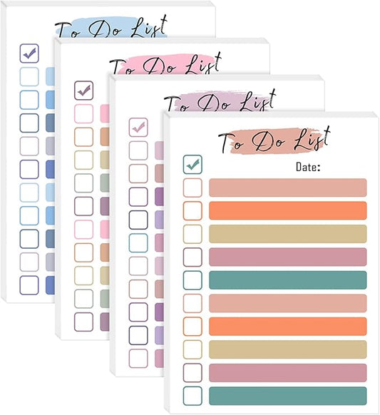 4 Packs to Do List Sticky Notes 4 x 6 Inches to Do Sticky Notes with Line, Adhesive to Do List Checklist Notepad Portable Planner for Home Office Supplies