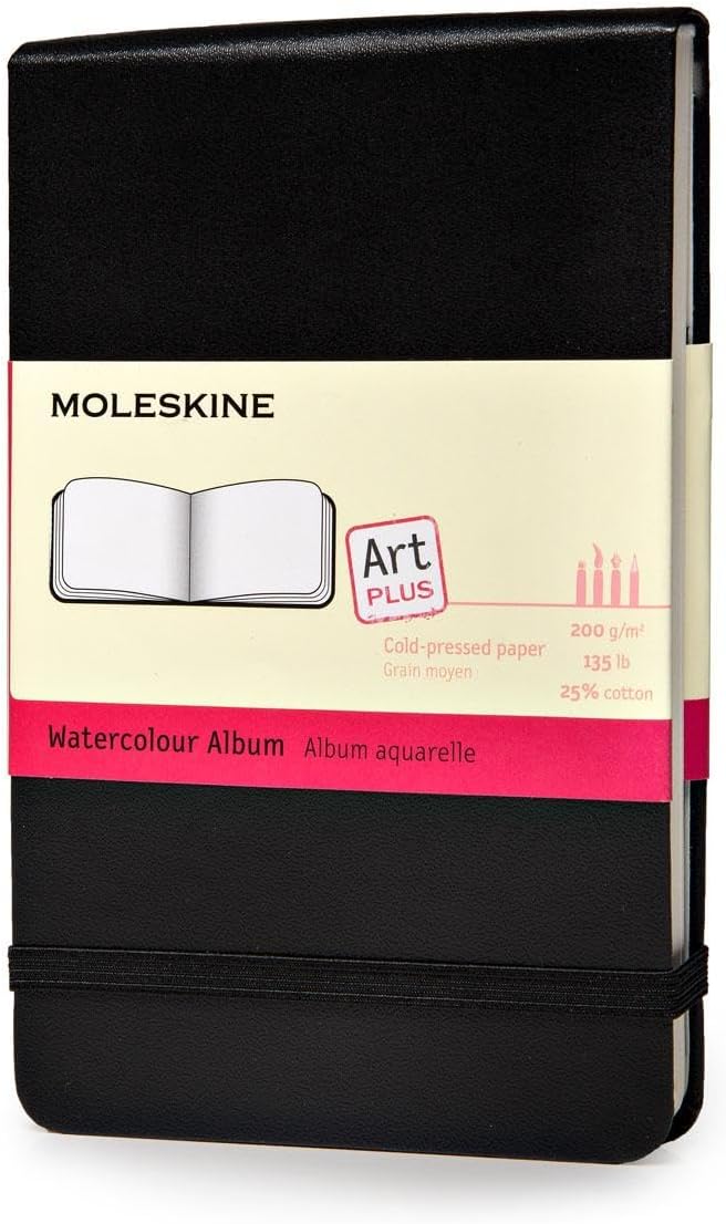 Moleskine Art Watercolor Album, Hard Cover, Pocket (3.5" x 5.5") Plain/Blank, Black, 60 Pages