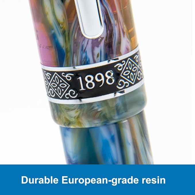 Conklin 1898 Fountain Pen, Misto Green - Broad Nib | Unique Resin Blend Design | JoWo Stainless Steel Nib Made in Germany | Ideal for Writers